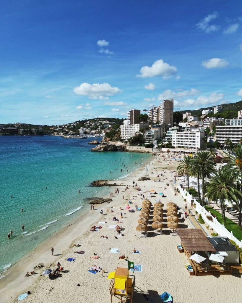 Aerial view of Cala Major beach near Palma de Mallorca