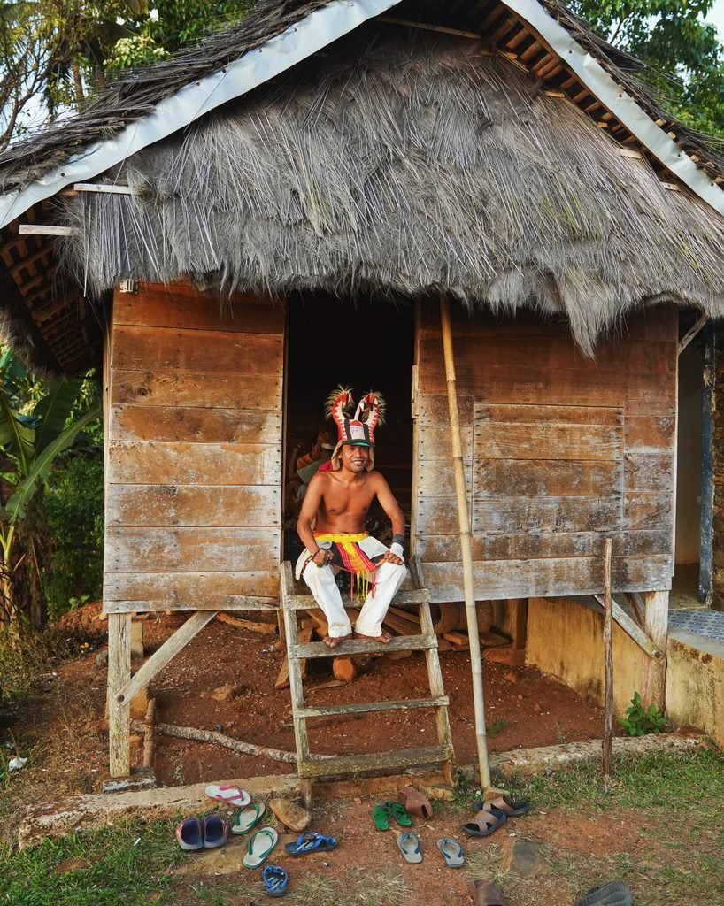 Tari Caci dance performance in a Manggarai village, Flores