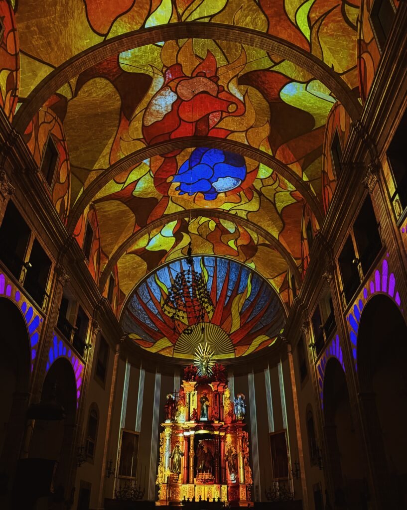 Spiritual Mallorca ELEMENTS immersive light show inside a church in Palma